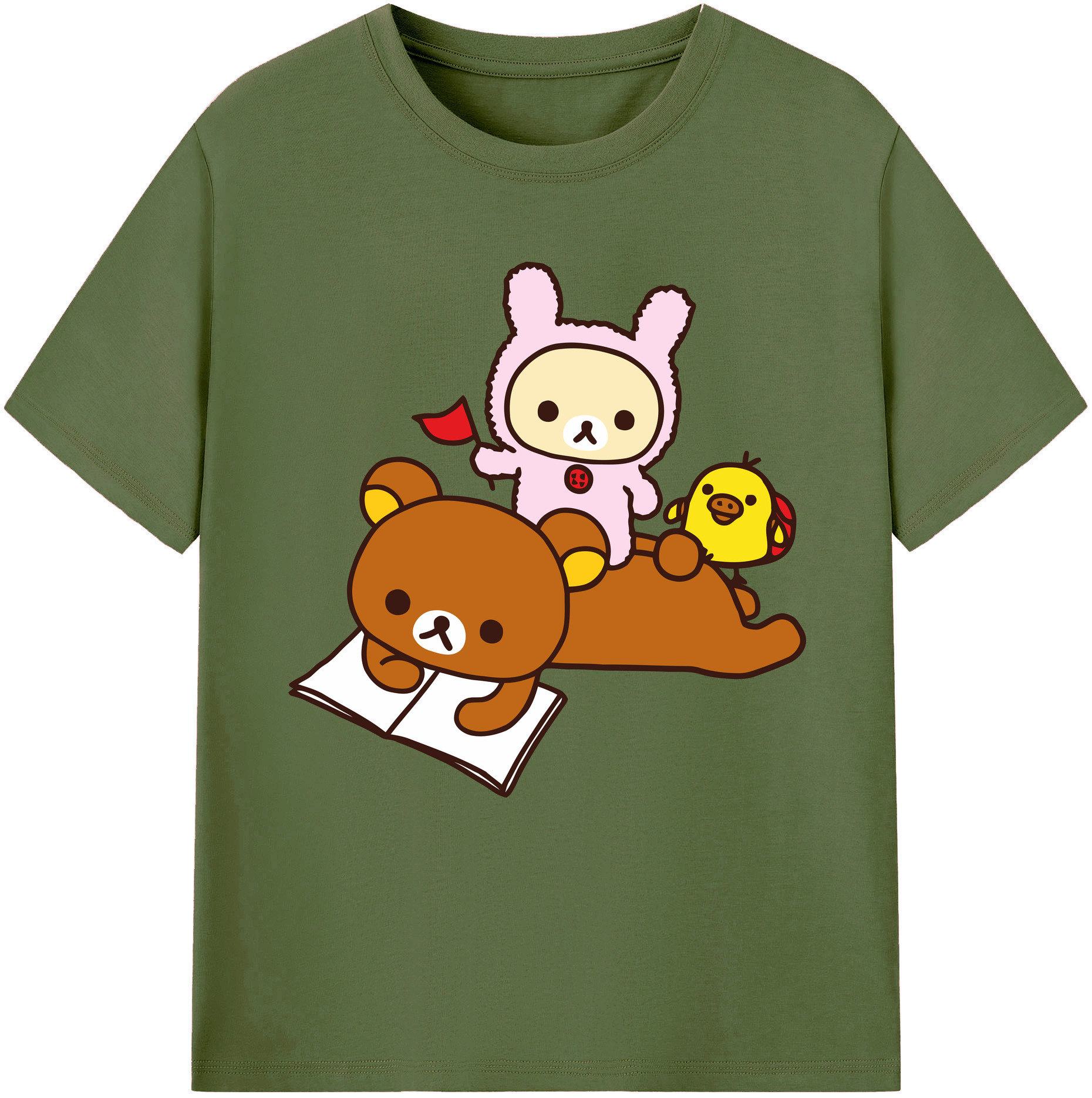 （画像用） リラックマ リラックマ キイロイトリ Rilakkuma Korilakkuma Kiiroitori 綿100％半袖Tシャツ（フロントプリント）